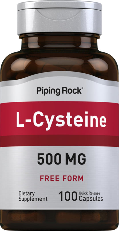 Piping Rock L-Cysteine 500 mg – 100 Capsules | Free Form, Non-GMO & Gluten Free