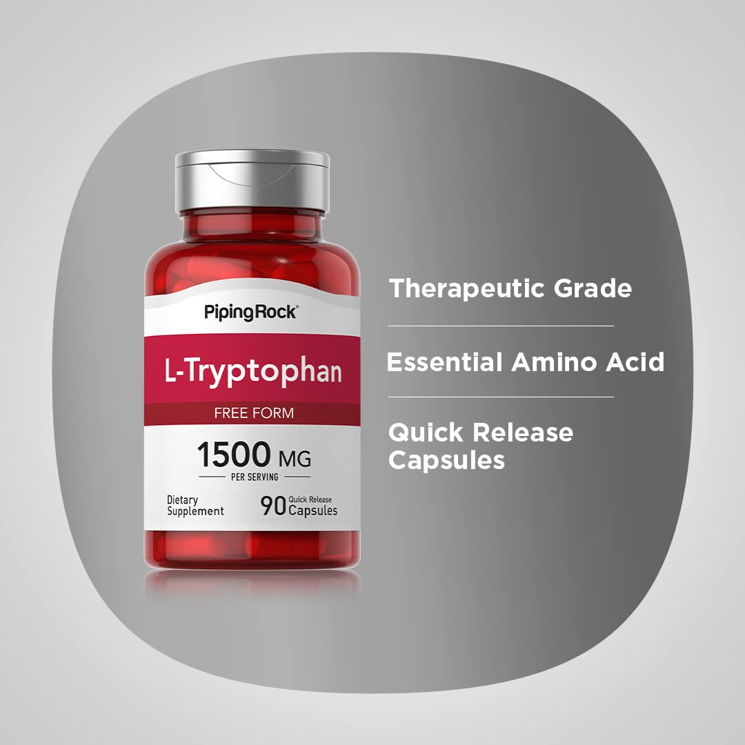 Piping Rock L-Tryptophan 1500mg | 90 Powder Capsules | Non-GMO, Gluten Free