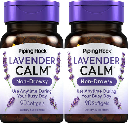 Piping Rock Lavender Calm Pills 80mg – 90 Softgels (Pack of 2) – Non-GMO, Gluten Free