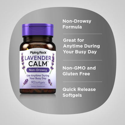 Piping Rock Lavender Calm Pills 80mg – 90 Softgels (Pack of 2) – Non-GMO, Gluten Free