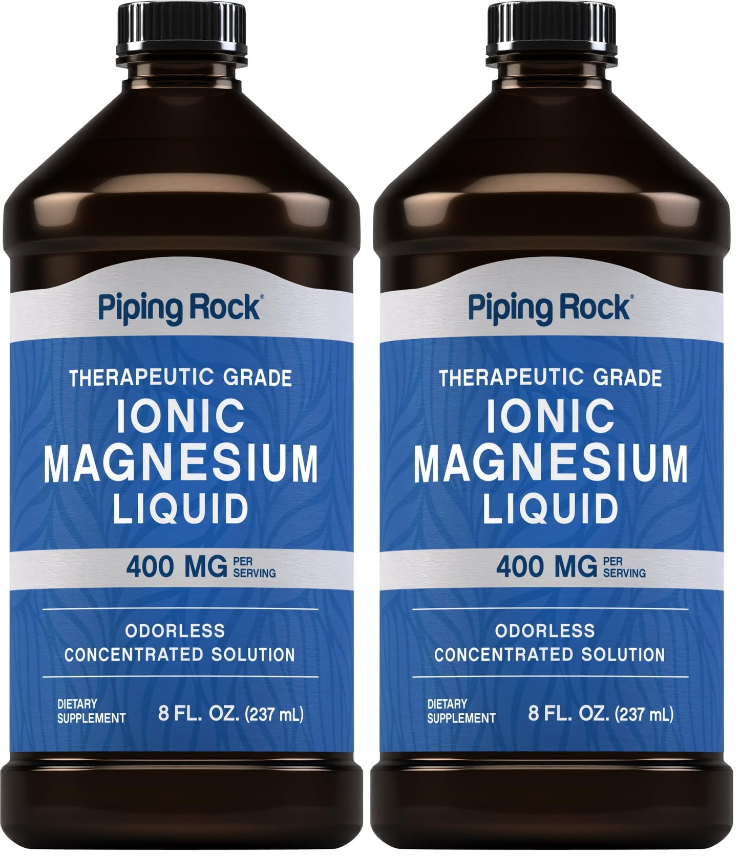 Piping Rock Liquid Ionic Magnesium – 400 mg per Serving, 8 oz, Non-GMO & Gluten Free | Pack of 2
