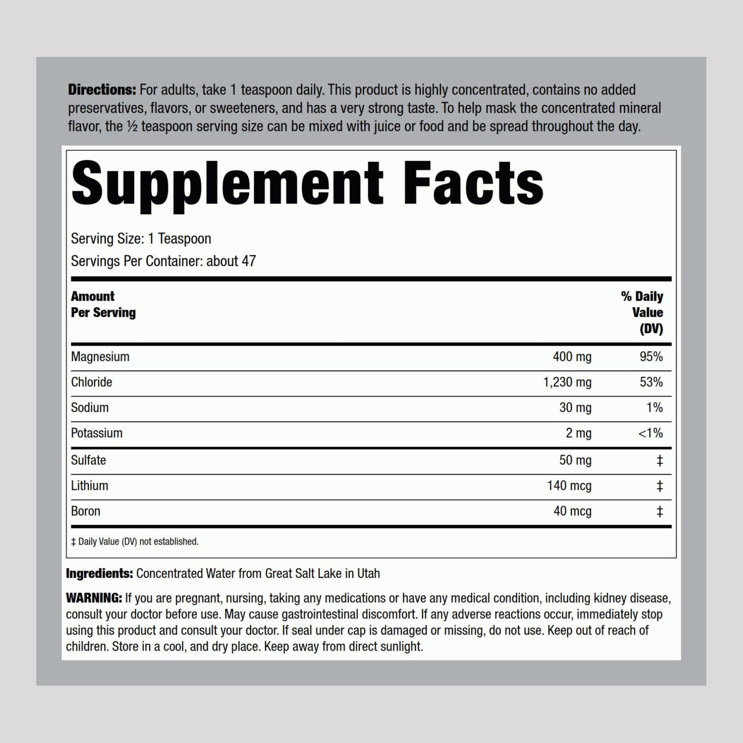 Piping Rock Liquid Ionic Magnesium – 400 mg per Serving, 8 oz, Non-GMO & Gluten Free | Pack of 2