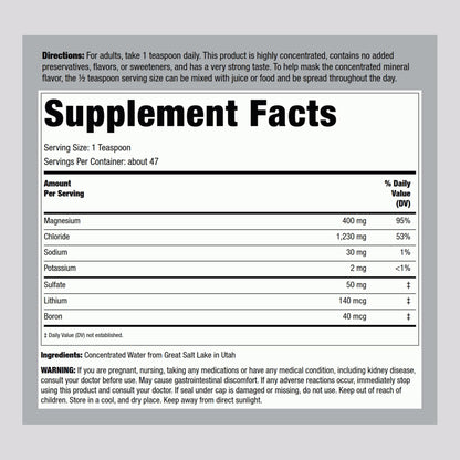 Piping Rock Liquid Ionic Magnesium – 400 mg per Serving, 8 oz, Non-GMO & Gluten Free | Pack of 2