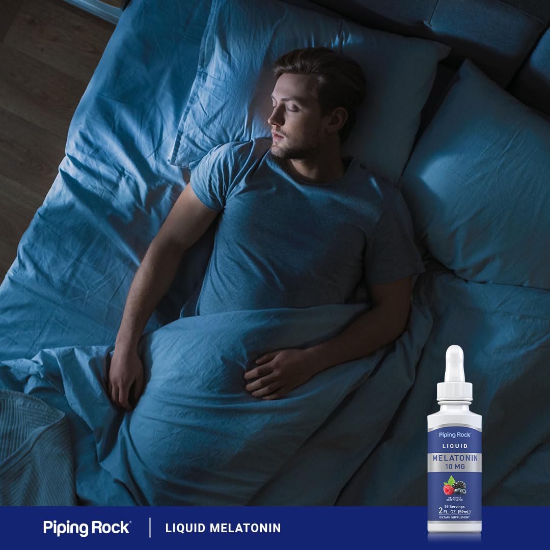 Piping Rock Liquid Melatonin 10mg – Berry Flavor Drops, 2oz | Non-GMO, Gluten Free