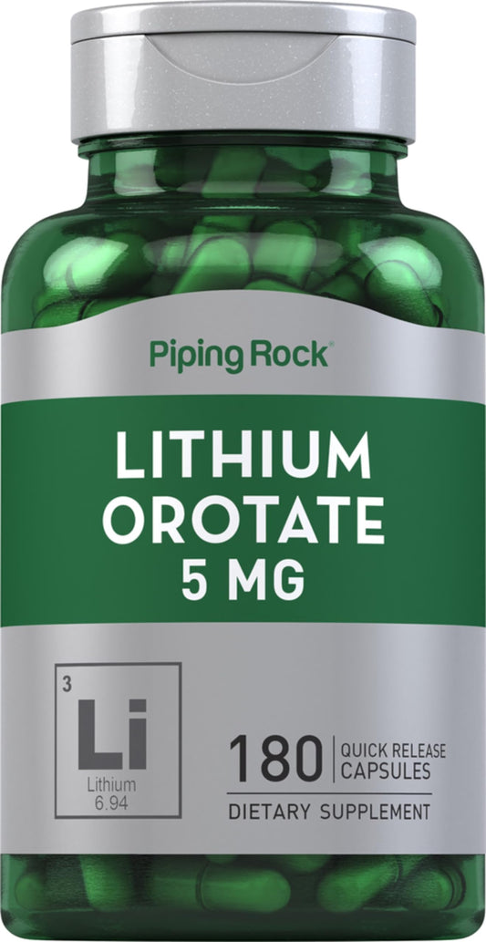 Piping Rock Lithium Orotate Supplement – 5 mg, 180 Capsules | Non-GMO, Gluten Free BritishVita | Premium UK Vitamins & Wellness Supplements