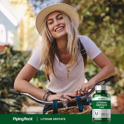 Piping Rock Lithium Orotate Supplement – 5 mg, 180 Capsules | Non-GMO, Gluten Free