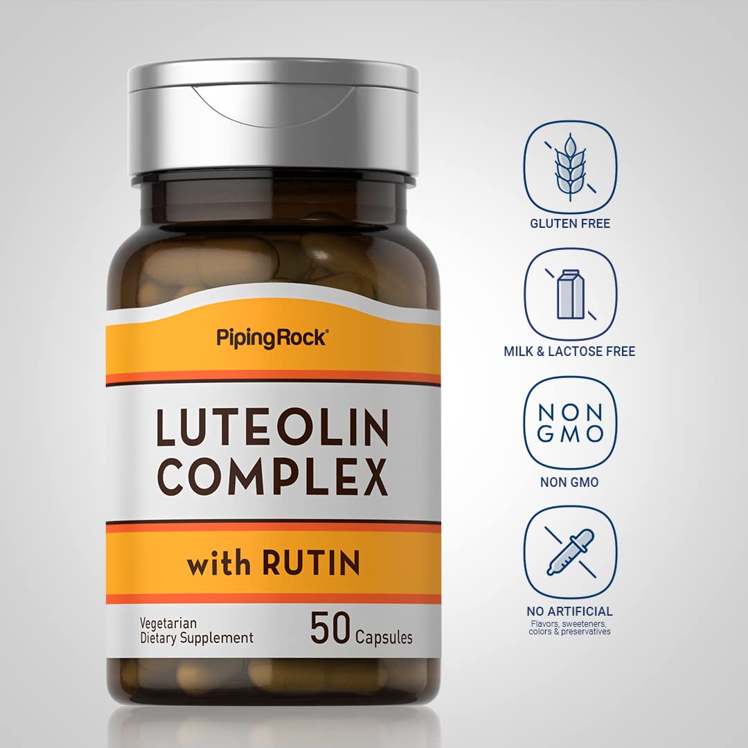 Piping Rock Luteolin Supplement 100mg | 50 Capsules | Rutin Complex | Vegetarian, Non-GMO, Gluten Free (Pack of 2)