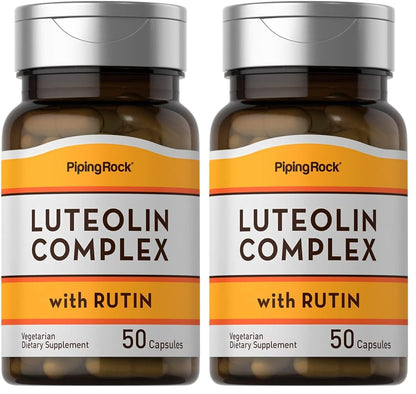 Piping Rock Luteolin Supplement 100mg | 50 Capsules | Rutin Complex | Vegetarian, Non-GMO, Gluten Free (Pack of 2)