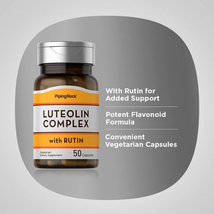 Piping Rock Luteolin Supplement 100mg | 50 Capsules | Rutin Complex | Vegetarian, Non-GMO, Gluten Free (Pack of 2)