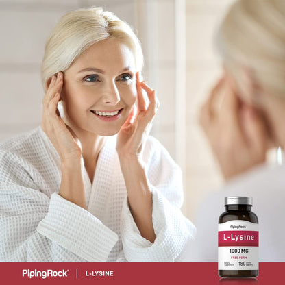 Piping Rock L-Lysine 1000mg | 180 Caplets | Free Form | Vegetarian, Non-GMO, Gluten Free (Pack of 2)