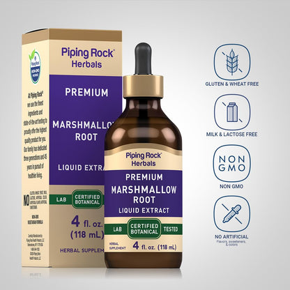 Piping Rock Marshmallow Root Extract Liquid — Alcohol-Free Tincture (4 Oz), Vegetarian, Non-GMO, Gluten Free