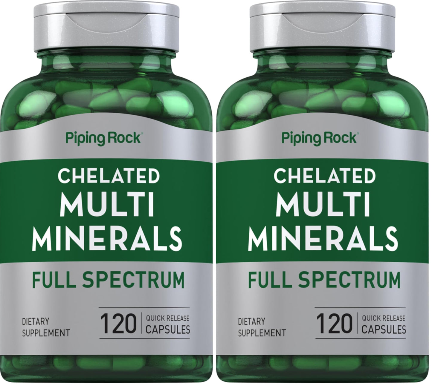 Piping Rock Mega Multi Mineral Chelated Supplement – 120 Capsules – Iron Free – Non-GMO – Gluten Free – Pack of 2 – For Men & Women