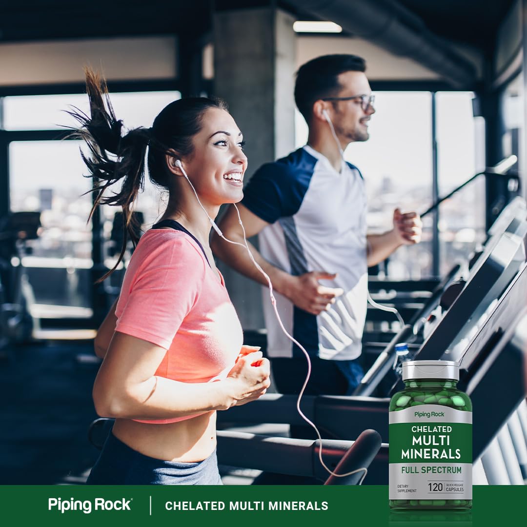 Piping Rock Mega Multi Mineral Chelated Supplement – 120 Capsules – Iron Free – Non-GMO – Gluten Free – Pack of 2 – For Men & Women