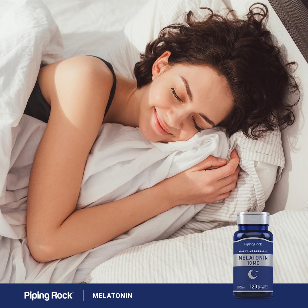 Piping Rock Melatonin 10mg – 120 Softgels (Pack of 2) | Quick Release