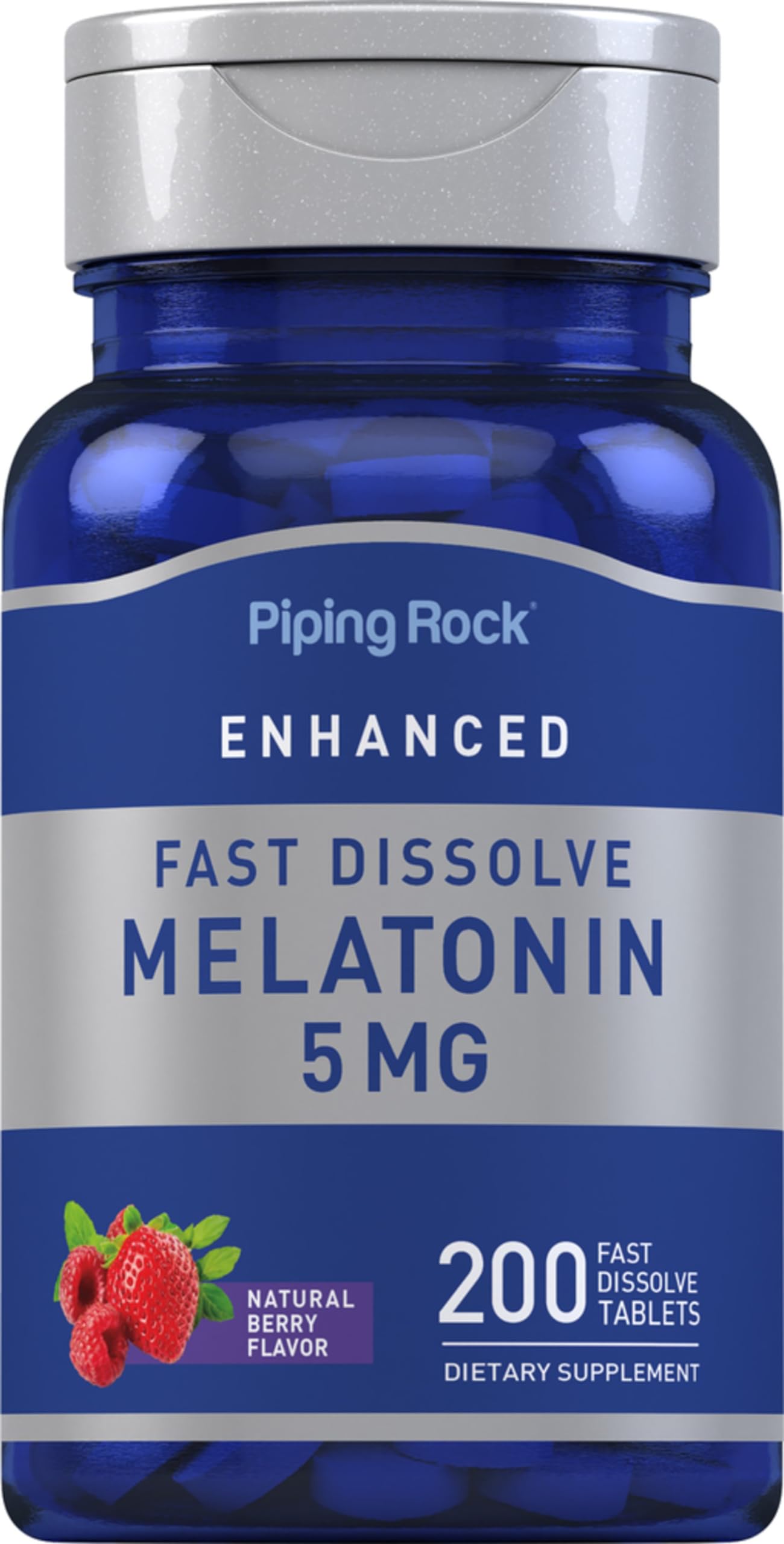 Piping Rock Melatonin 5mg – 200 Fast Dissolve Tablets | Berry Flavor | Vegetarian, Non-GMO, Gluten Free