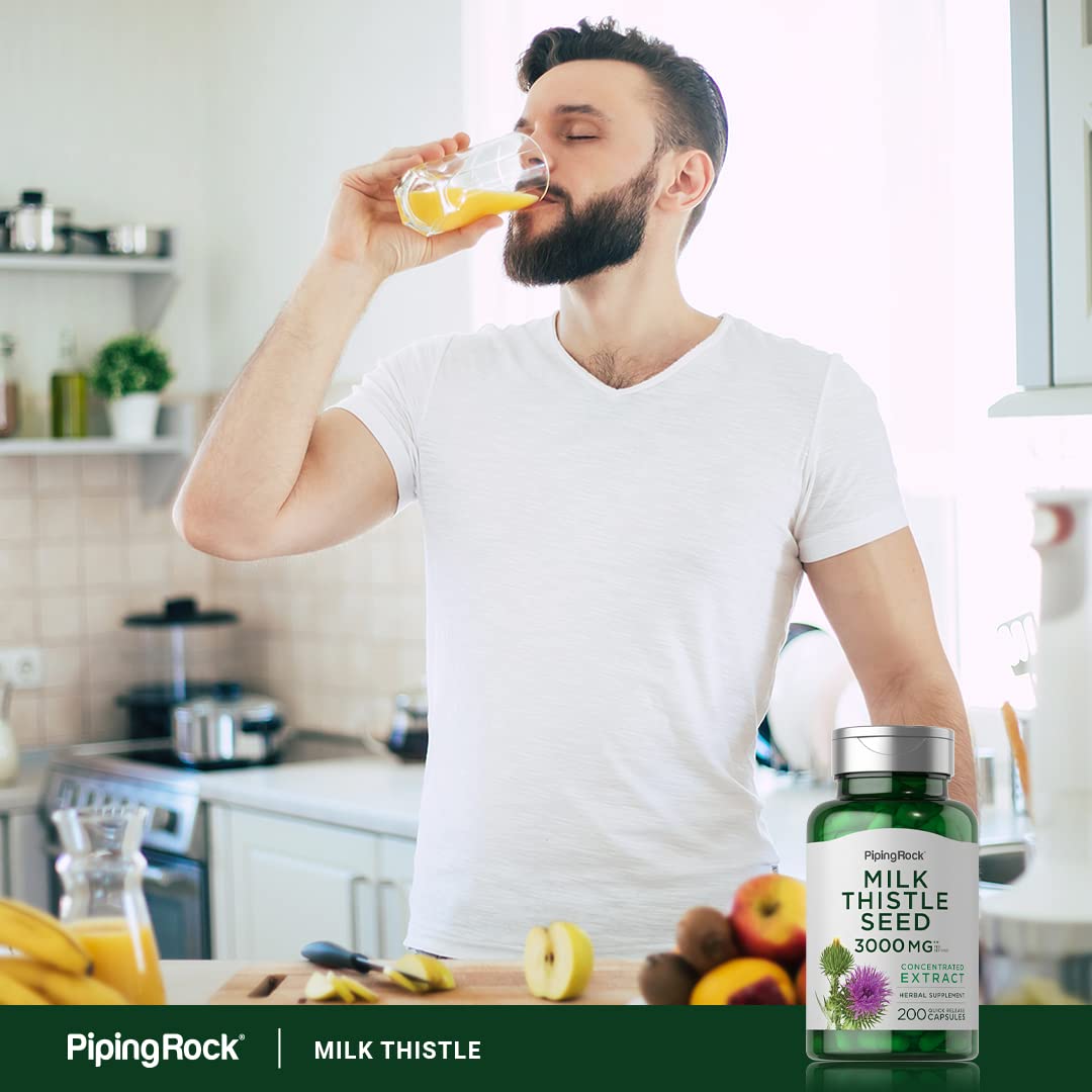 Piping Rock Milk Thistle 3000mg – 200 Capsules (Non-GMO, Gluten Free)