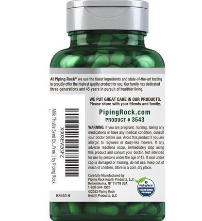 Piping Rock Milk Thistle 3000mg – 200 Capsules (Non-GMO, Gluten Free)
