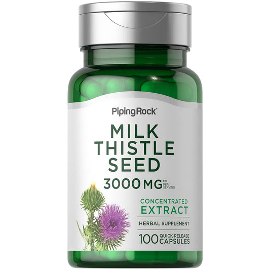 Piping Rock Milk Thistle 3000mg - 100 Capsules | Concentrated Herbal Extract | Non-GMO, Gluten Free BritishVita | Premium UK Vitamins & Wellness Supplements