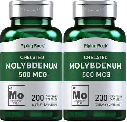 Piping Rock Molybdenum Supplement 500 mcg | 200 Capsules | Pack of 2