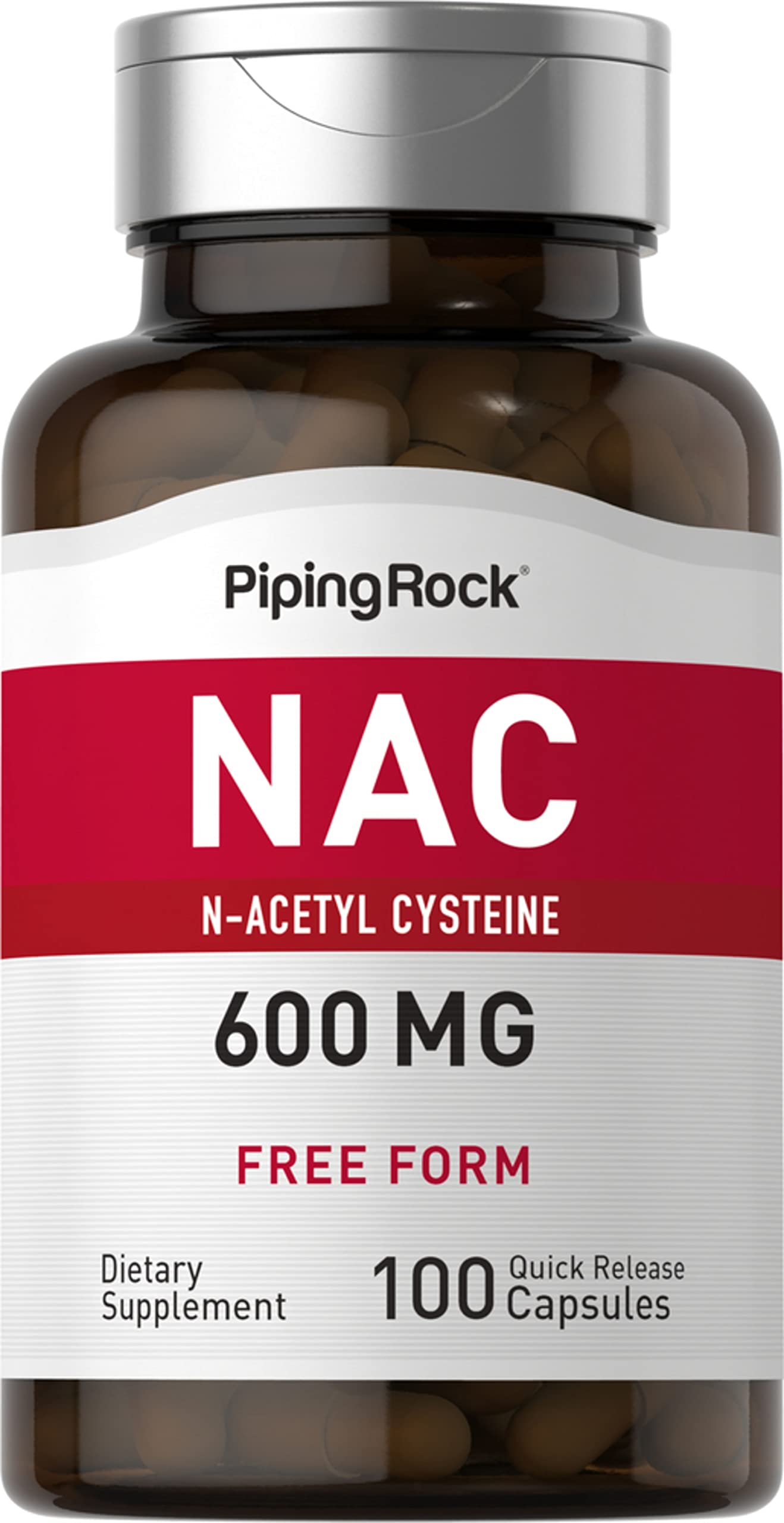 Piping Rock NAC 600mg N-Acetyl Cysteine - 100 Capsules | Non-GMO, Gluten Free