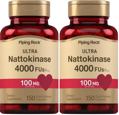 Piping Rock Nattokinase Supplement 4000 FU - 100mg, 150 Capsules, Non-GMO, Gluten Free (Pack of 2)