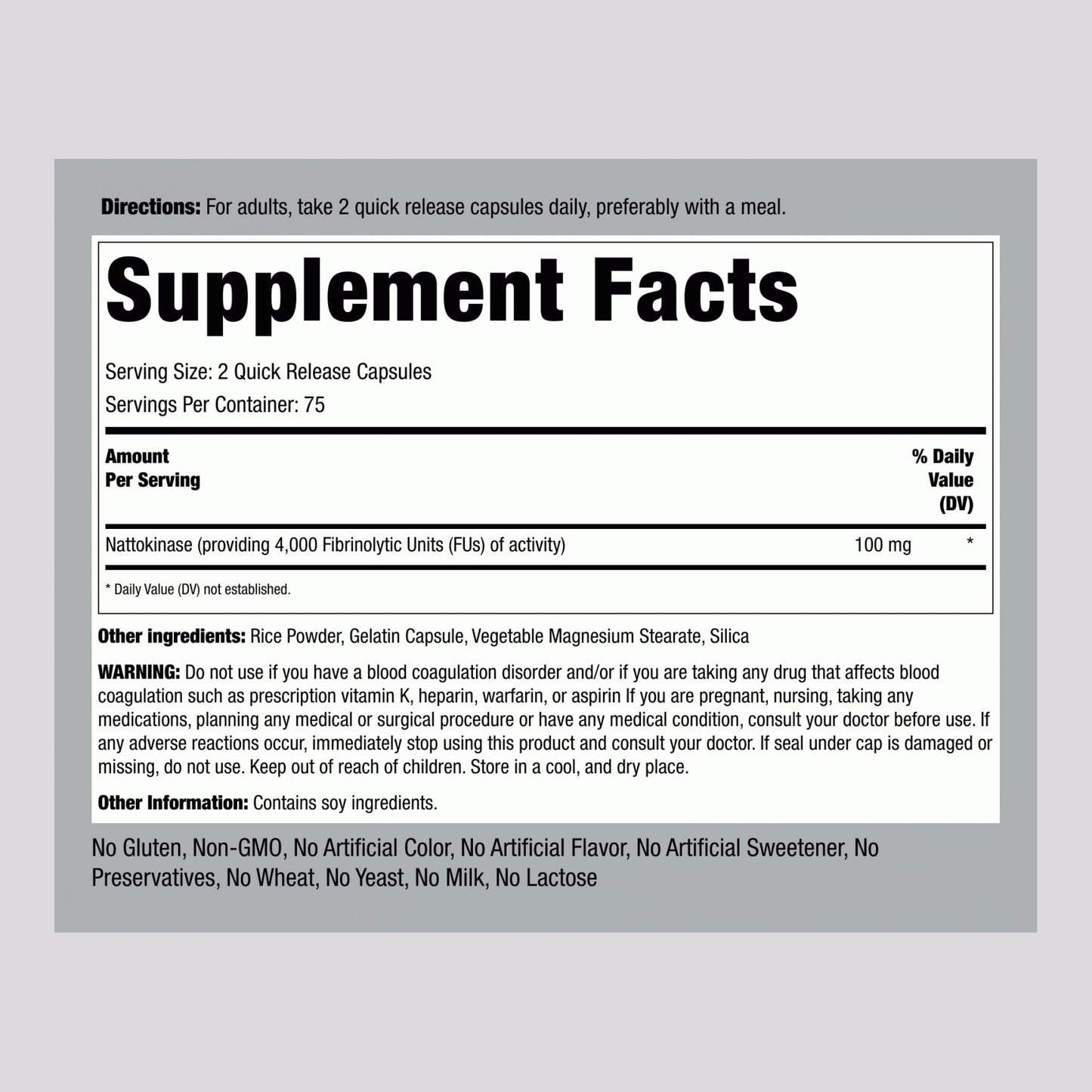 Piping Rock Nattokinase Supplement 4000 FU - 100mg, 150 Capsules, Non-GMO, Gluten Free (Pack of 2)