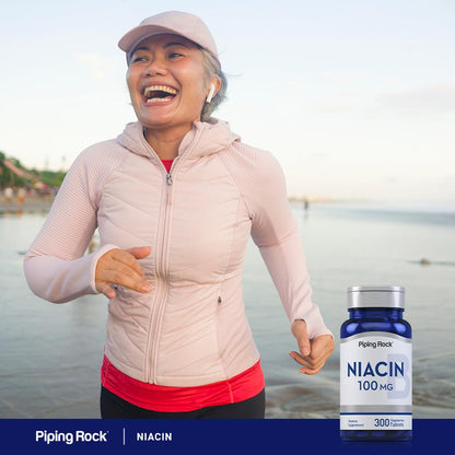 Piping Rock Niacin 100mg – 300 Tablets | with Flushing | Vegetarian, Non-GMO, Gluten Free (Pack of 2)