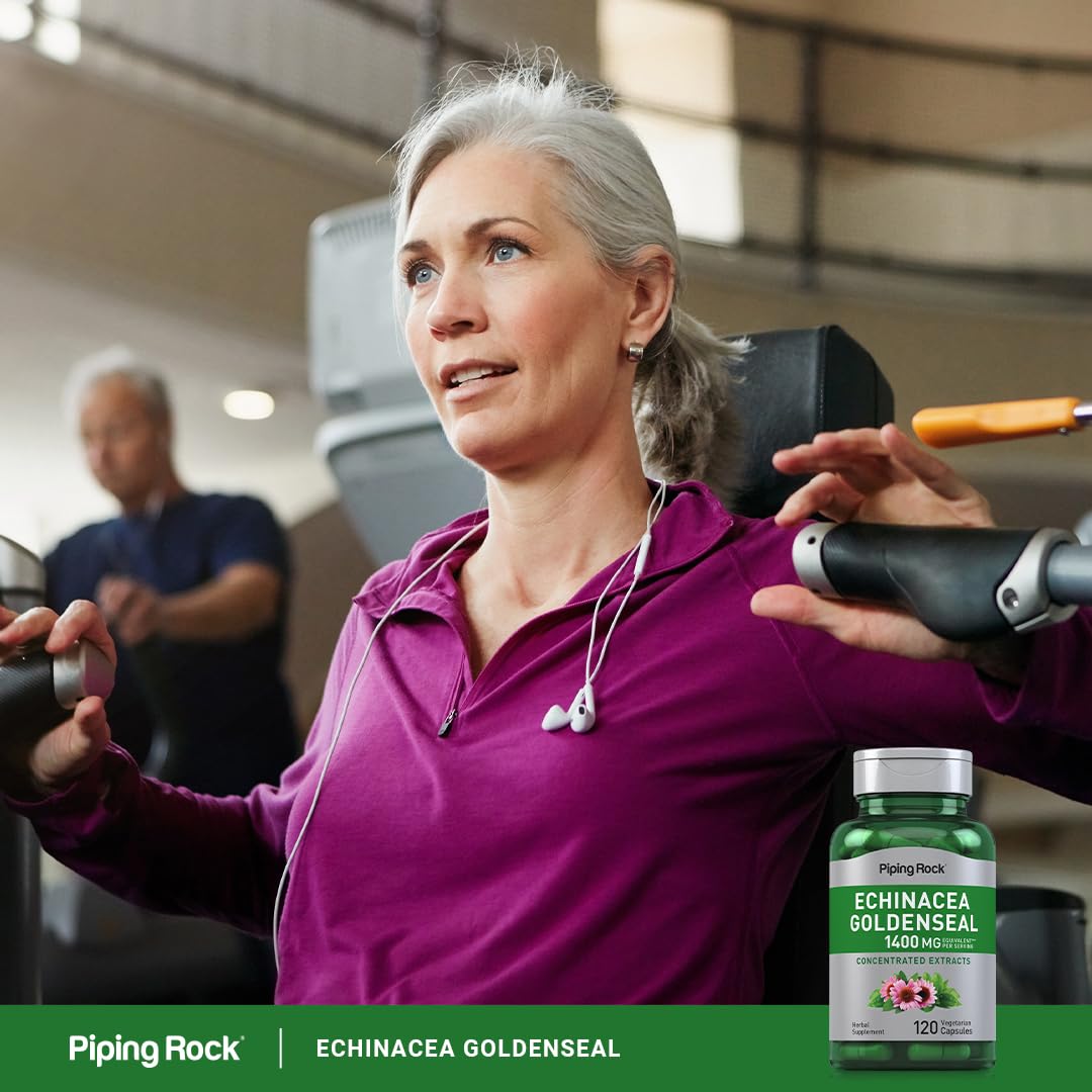 Piping Rock Echinacea Goldenseal Capsules 1400mg – 120 Vegetarian Capsules | Non-GMO, Gluten Free