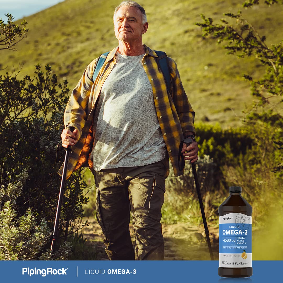 Piping Rock Omega-3 Fish Oil Liquid – 16 oz, 1370 mg Active Omega-3, Lemon