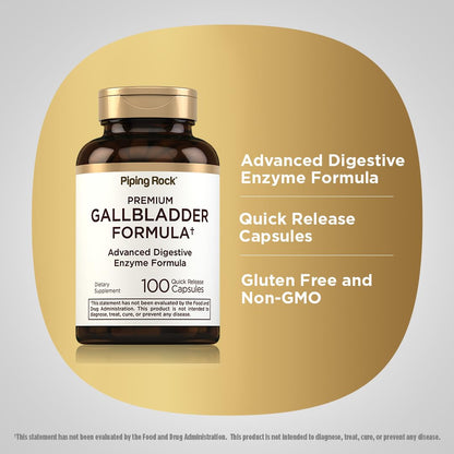 Piping Rock Gallbladder Supplement – 100 Capsules | Digestive Enzyme Formula (Pack of 2) | Non-GMO & Gluten Free