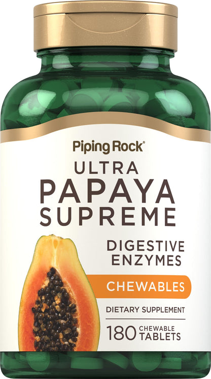 Piping Rock Papaya Digestive Enzymes Chewables – 180 Tablets, Vegetarian, Non-GMO, Gluten Free