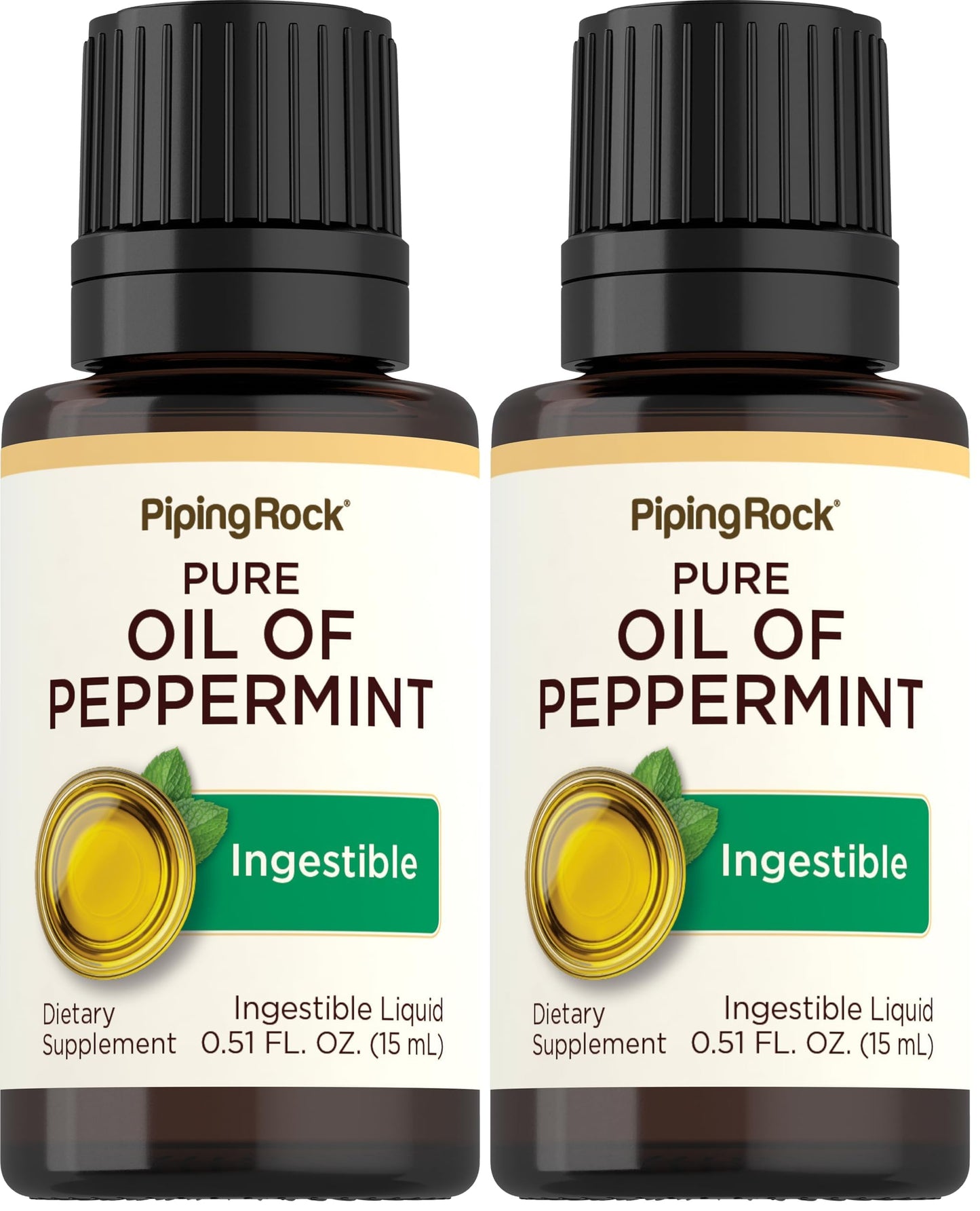 Piping Rock Peppermint Oil 15 ml Drops – Pure Ingestible (Pack of 2)