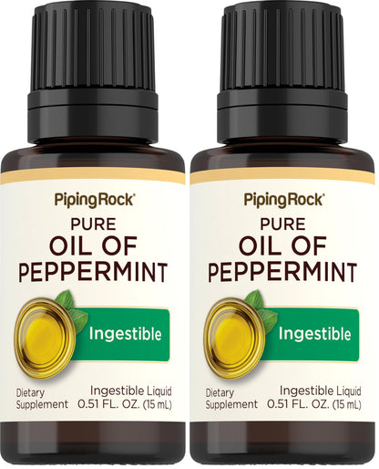 Piping Rock Peppermint Oil 15 ml Drops – Pure Ingestible (Pack of 2)