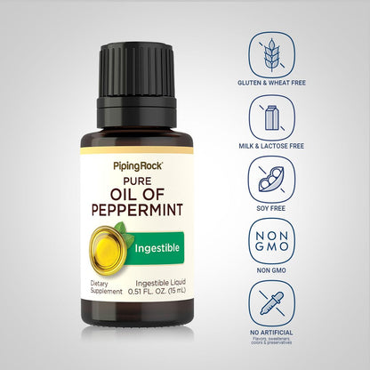 Piping Rock Peppermint Oil 15 ml Drops – Pure Ingestible (Pack of 2)