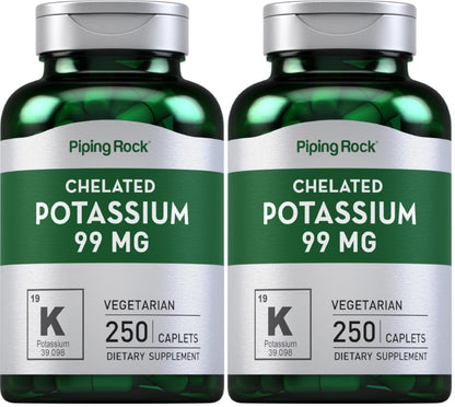Piping Rock Chelated Potassium 99 mg – 250 Caplets | Potassium Gluconate