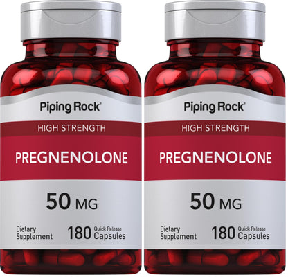 Piping Rock Pregnenolone 50 mg – 180 Capsules (Pack of 2)