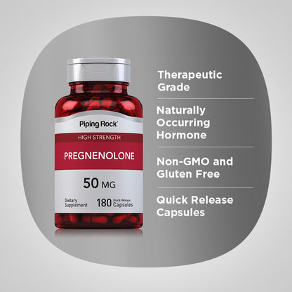 Piping Rock Pregnenolone 50 mg – 180 Capsules (Pack of 2)