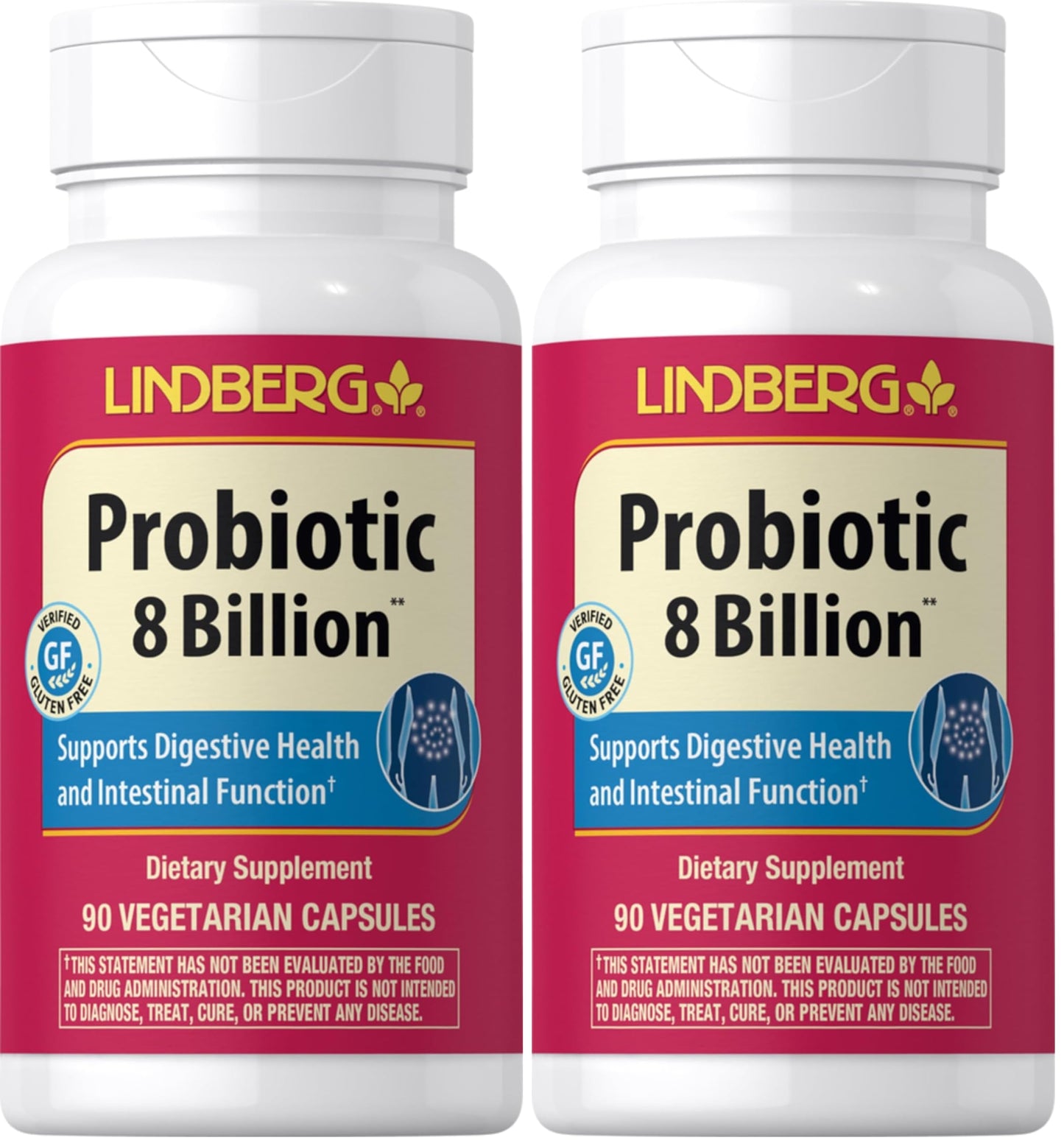 Piping Rock Probiotic for Men & Women – 90 Capsules | Digestive Support | Non-GMO, Gluten Free & Vegetarian | Lindberg (Pack of 2)