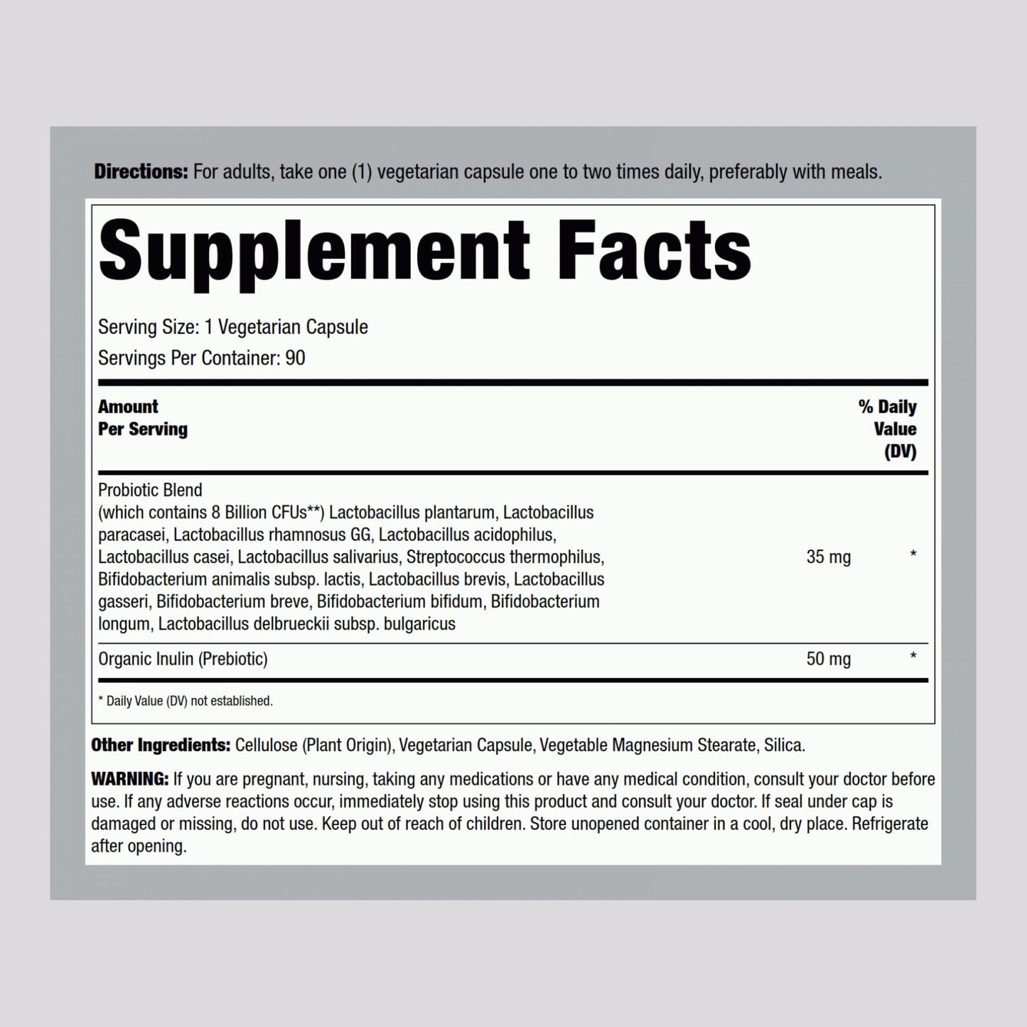 Piping Rock Probiotic for Men & Women – 90 Capsules | Digestive Support | Non-GMO, Gluten Free & Vegetarian | Lindberg (Pack of 2)