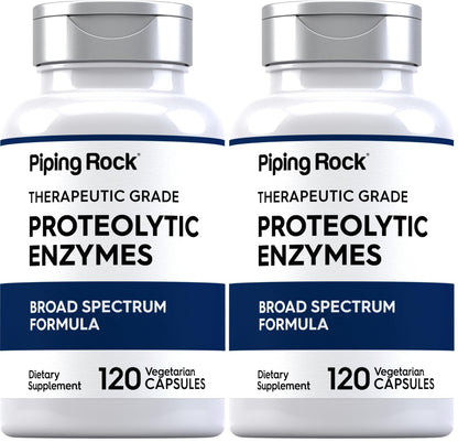 Piping Rock Proteolytic Enzymes Supplement | 120 Capsules | Broad Spectrum Complex | Vegetarian, Non-GMO, Gluten Free (Pack of 2)