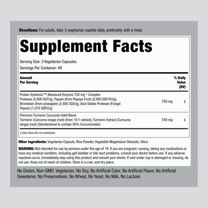 Piping Rock Proteolytic Enzymes Supplement | 120 Capsules | Broad Spectrum Complex | Vegetarian, Non-GMO, Gluten Free (Pack of 2)