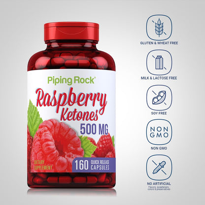 Piping Rock Raspberry Ketones 500mg | 160 Capsules | Non-GMO & Gluten Free Supplement