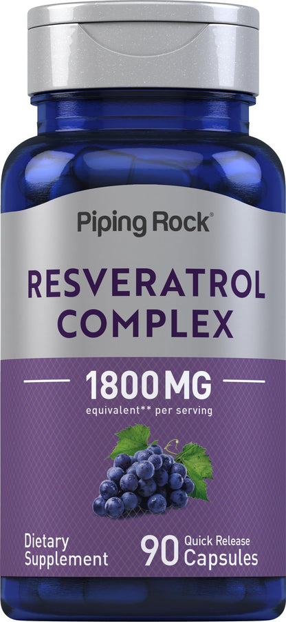 Piping Rock Resveratrol Complex 1800 mg | 90 Capsules | Ultra Potent | Non-GMO, Gluten Free