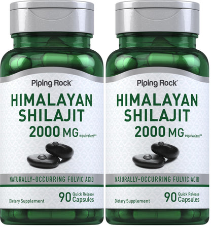 Piping Rock Shilajit Capsules 2000mg – 90 Count | Pack of 2 | Non-GMO, Gluten Free