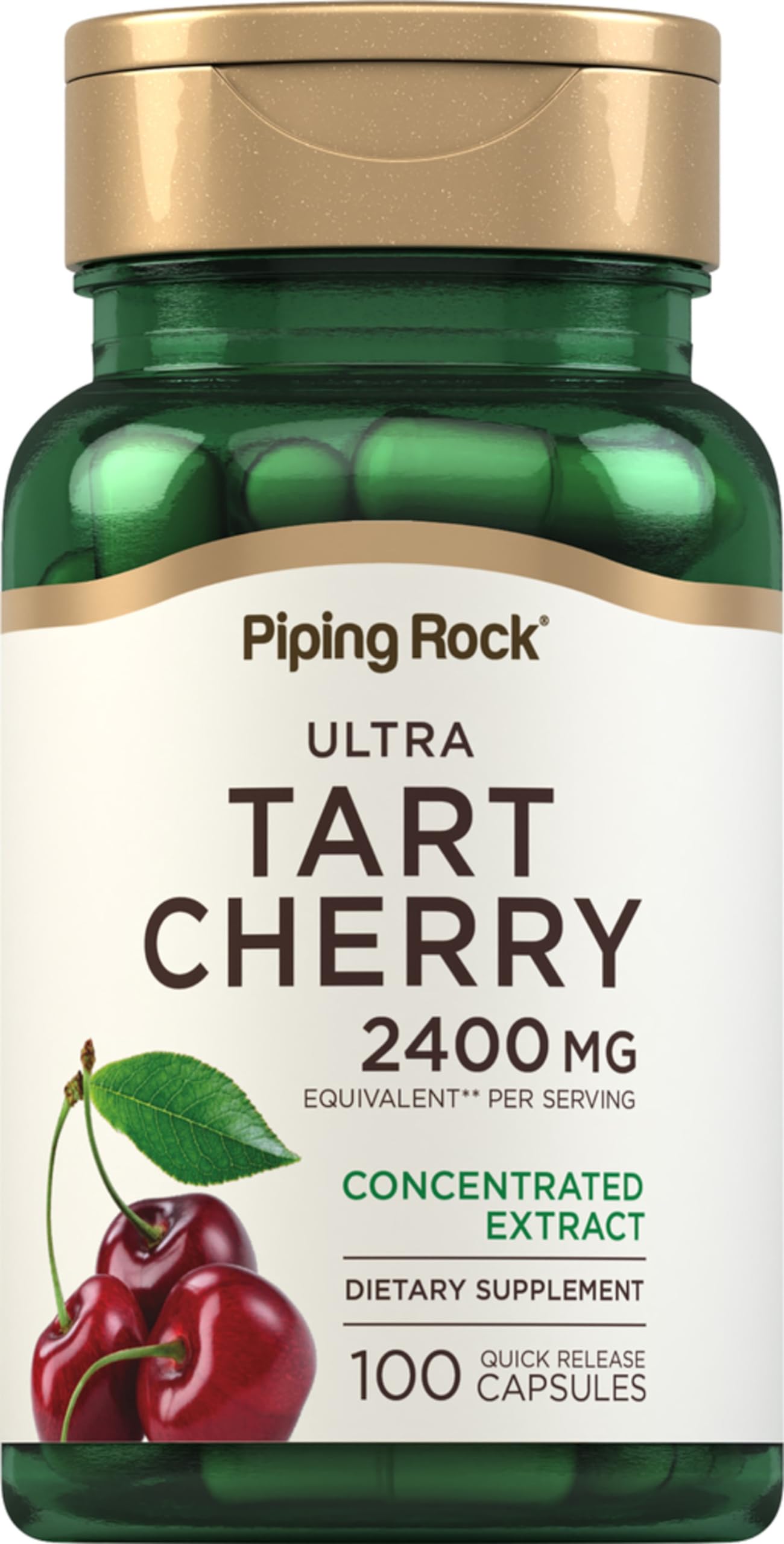 Piping Rock Tart Cherry Capsules | 2400 mg | 100 Count | Concentrated Extract | Non-GMO, Gluten Free Supplement