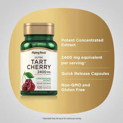 Piping Rock Tart Cherry Capsules | 2400 mg | 100 Count | Concentrated Extract | Non-GMO, Gluten Free Supplement