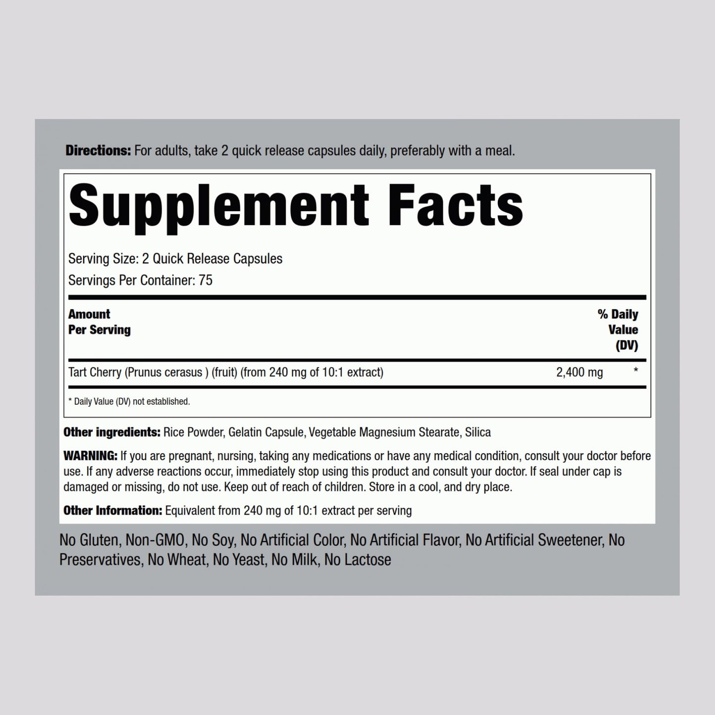 Piping Rock Tart Cherry Extract 2400mg - 150 Caps | Non-GMO & Gluten Free