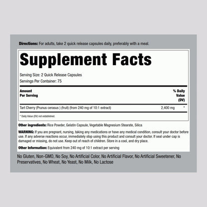 Piping Rock Tart Cherry Extract 2400mg - 150 Caps | Non-GMO & Gluten Free