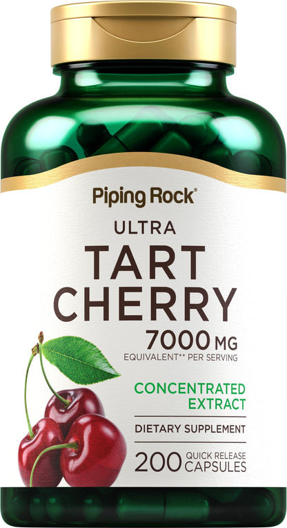 Piping Rock Tart Cherry Extract Capsules – 7000 mg, 200 Capsules | Ultra Strength | Non-GMO, Gluten Free