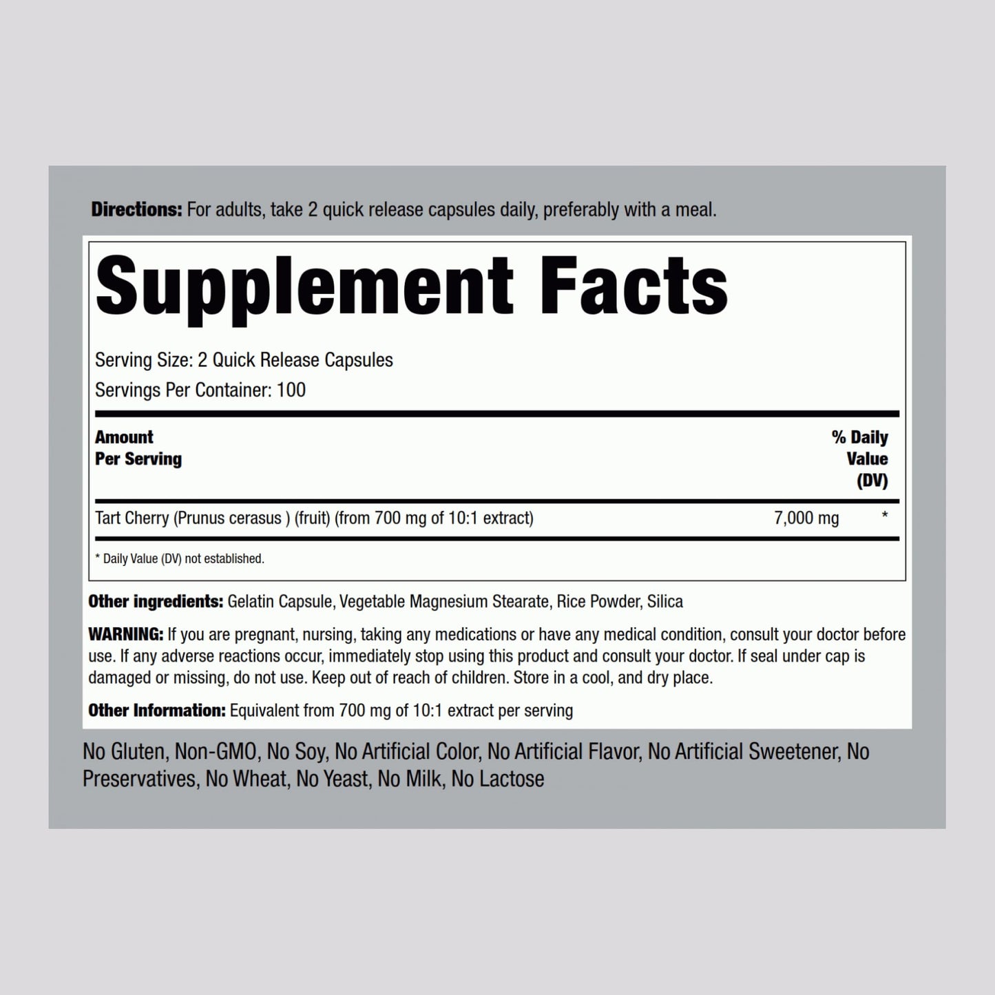 Piping Rock Tart Cherry Extract Capsules – 7000 mg, 200 Capsules | Ultra Strength | Non-GMO, Gluten Free